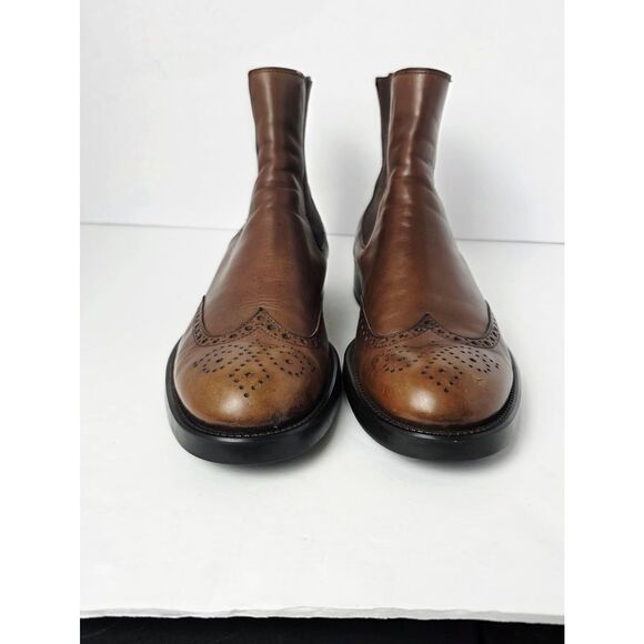 Tod\'s Chelsea Perforations Wingtip Ankle Boots Mens Brown Size 10 main image 5